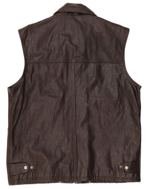 Helium Mens Leather Gilet UK 42 XL Brown Leather