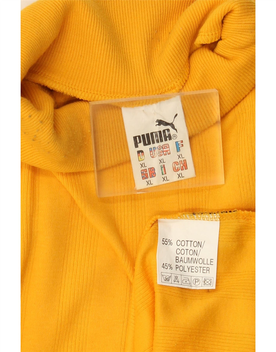 Puma Mens Top Long Sleeve XL Yellow Striped Cotton