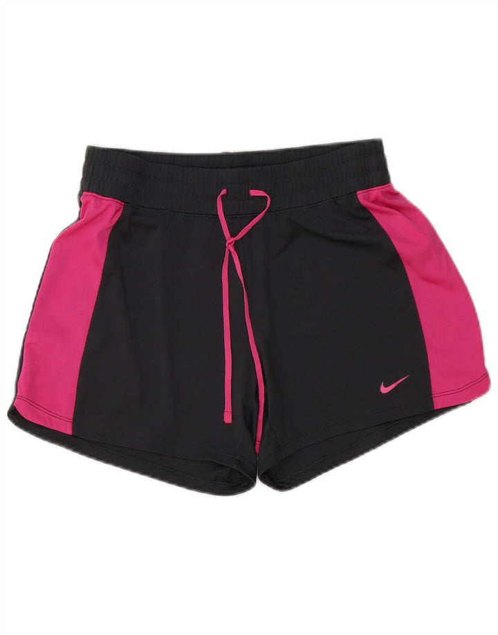 NIKE Womens Sport Shorts UK 10 Small  Black Colourblock Polyester
