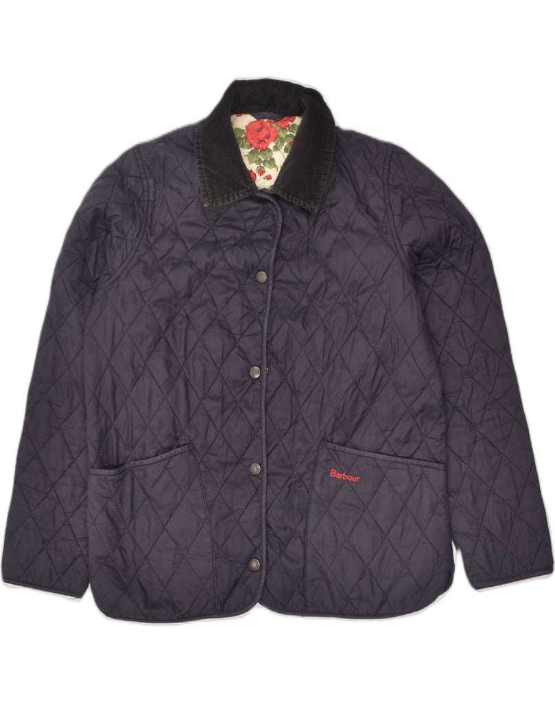 BARBOUR Girls Quilted Jacket 10-11 Years Large Navy Blue Polyester | Vintage Barbour | Thrift | Second-Hand Barbour | Used Clothing | Messina Hembry 