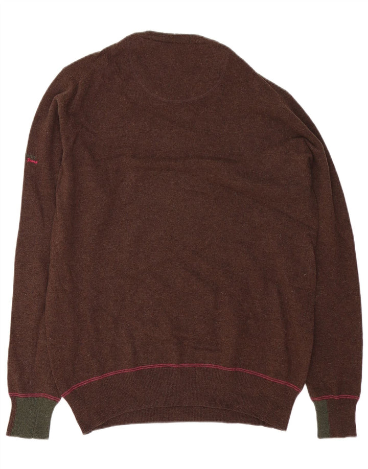 Harmont & Blaine Mens Crew Neck Jumper Sweater Medium Brown Wool