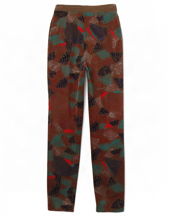Vintage Womens Abstract Pattern Casual Trousers IT 44 Medium W26 L34 Brown