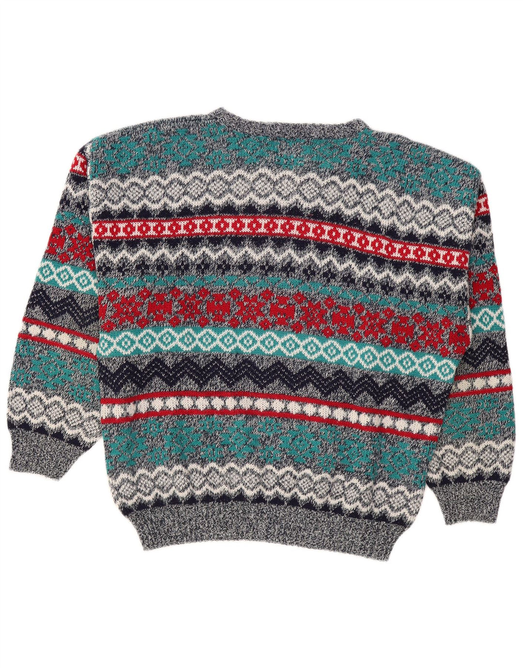 BROADWAY Mens Boat Neck Jumper Sweater Large Multicoloured Fair Isle