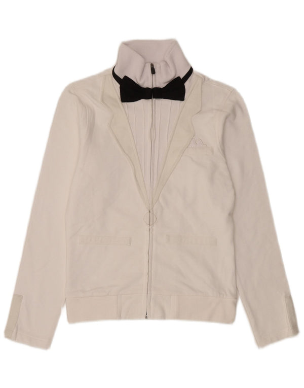 Kappa Womens Tracksuit Top Jacket UK 12 Medium White Cotton