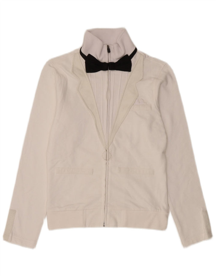 Kappa Womens Tracksuit Top Jacket UK 12 Medium White Cotton
