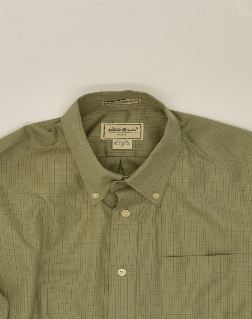 EDDIE BAUER Mens Wrinkle Resistant Shirt Medium Khaki Check Cotton | Vintage Eddie Bauer | Thrift | Second-Hand Eddie Bauer | Used Clothing | Messina Hembry 