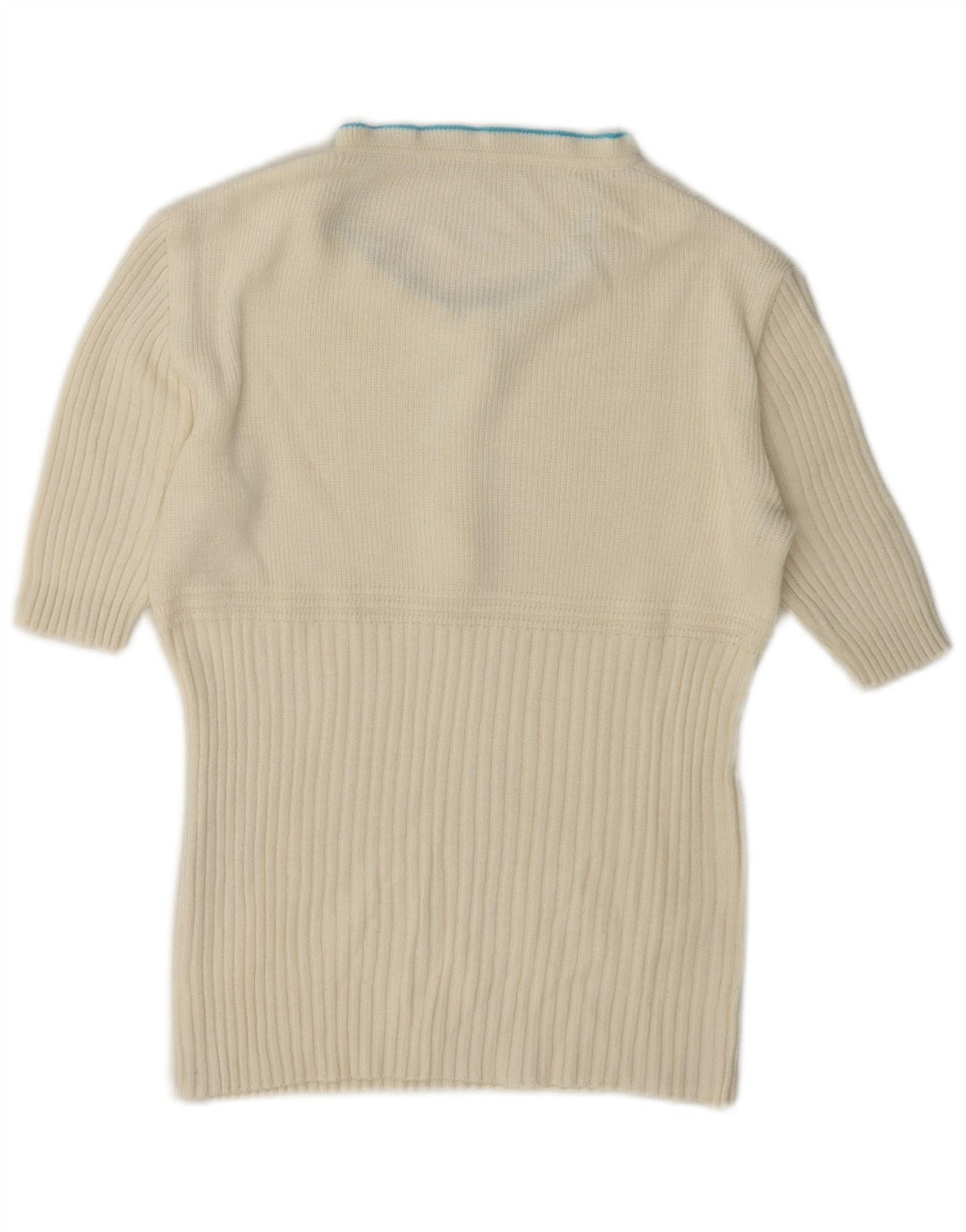 Vintage Womens Ruffle Turtle Neck Jumper Sweater UK 12 Medium White