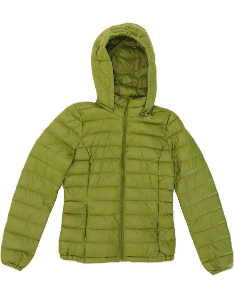 BENETTON Womens Hooded Padded Jacket UK 12 Medium Green Vintage Benetton and Second-Hand Benetton from Messina Hembry 