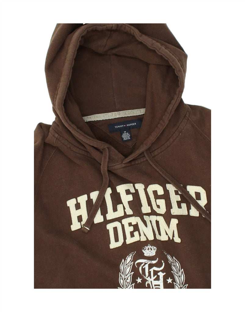 TOMMY HILFIGER Mens Graphic Hoodie Jumper Medium Brown Cotton | Vintage Tommy Hilfiger | Thrift | Second-Hand Tommy Hilfiger | Used Clothing | Messina Hembry 