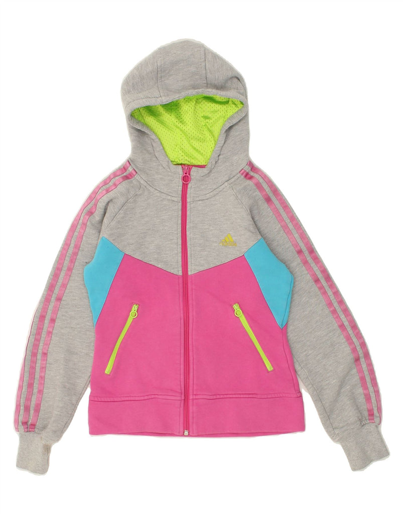 ADIDAS Girls Zip Hoodie Sweater 11-12 Years Multicoloured Colourblock | Vintage Adidas | Thrift | Second-Hand Adidas | Used Clothing | Messina Hembry 