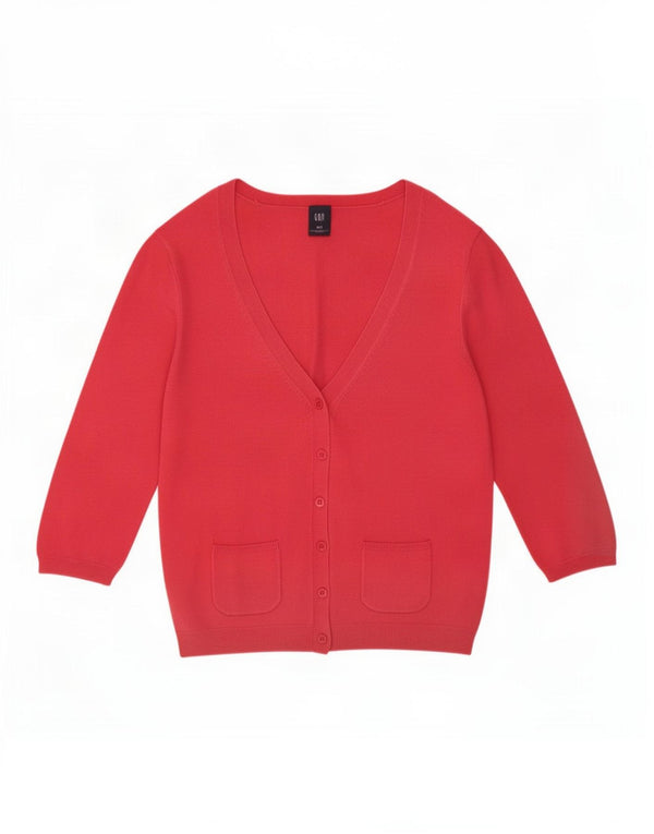 Gap Womens 3/4 Sleeve Cardigan Sweater UK 10 Small Pink Rayon