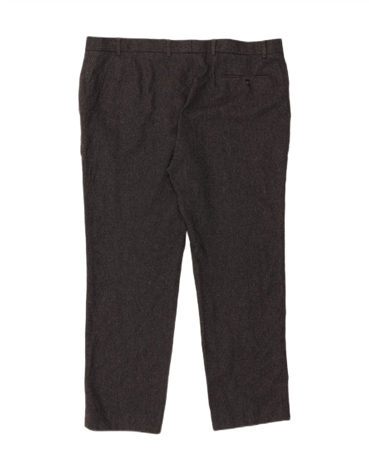 Marks & Spencer Mens Straight Suit Trousers W42 L31 Grey Wool