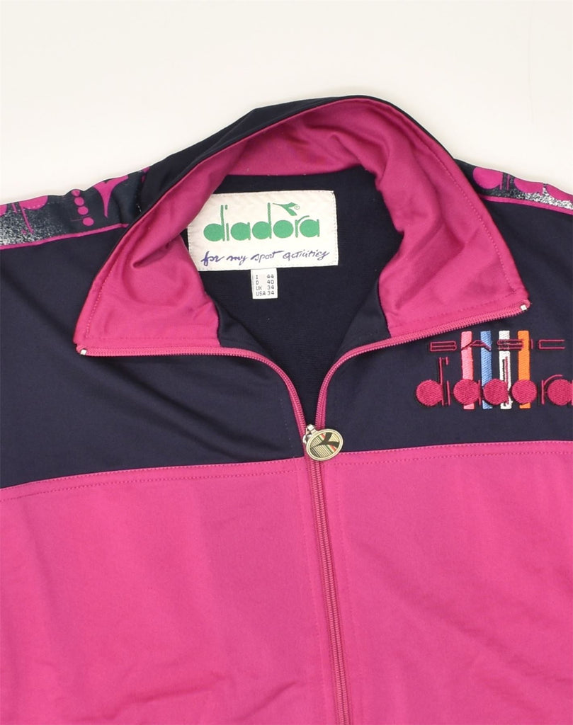 DIADORA Womens Tracksuit Top Jacket UK 18 XL Pink Colourblock Polyester | Vintage Diadora | Thrift | Second-Hand Diadora | Used Clothing | Messina Hembry 