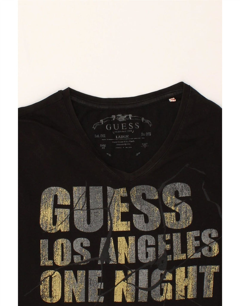 GUESS Mens Graphic T-Shirt Top Large Black Cotton Vintage Guess and Second-Hand Guess from Messina Hembry 