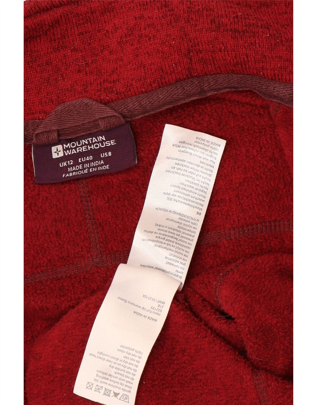 Mountain Warehouse Womens Tracksuit Top Jacket UK 12 Medium Red Polyester