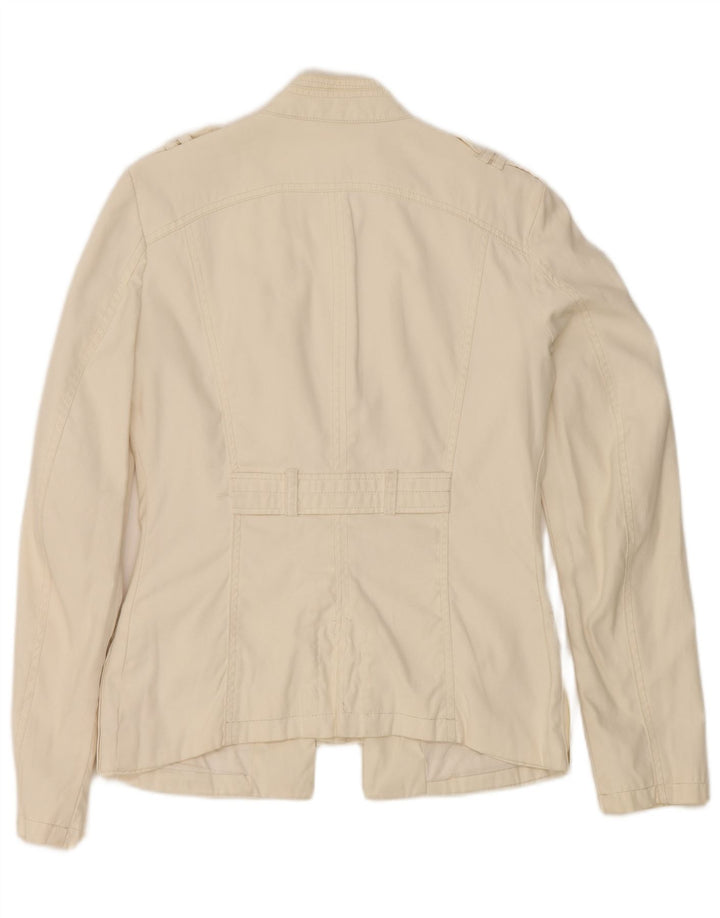 Guess Womens Military Jacket UK 14 Large Off White Nylon