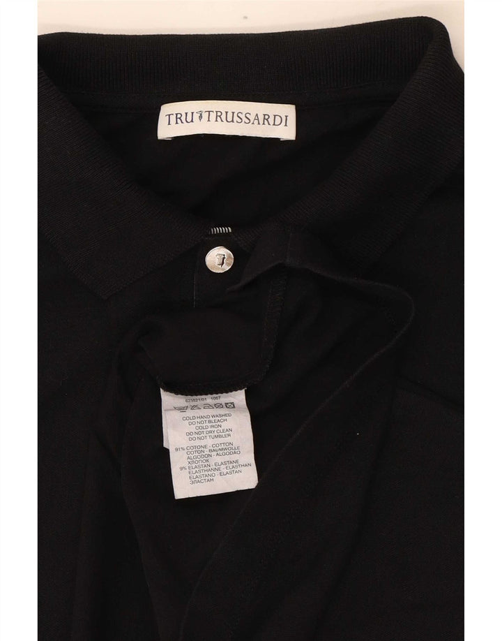Trussardi Mens Long Sleeve Polo Shirt Small Black Cotton