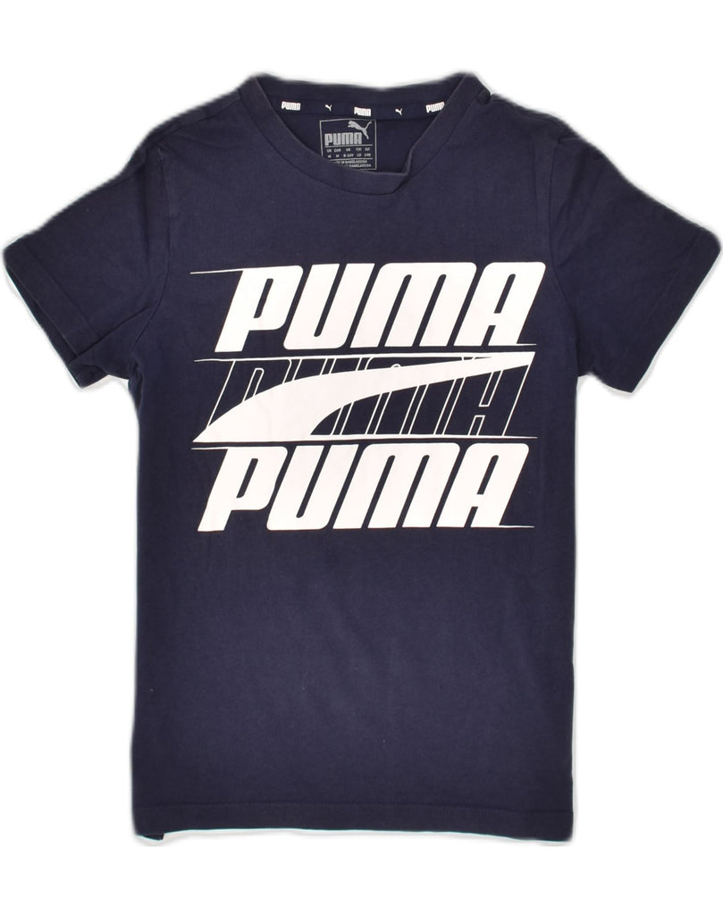 PUMA Boys Graphic T-Shirt Top 9-10 Years Navy Blue Cotton | Vintage Puma | Thrift | Second-Hand Puma | Used Clothing | Messina Hembry 