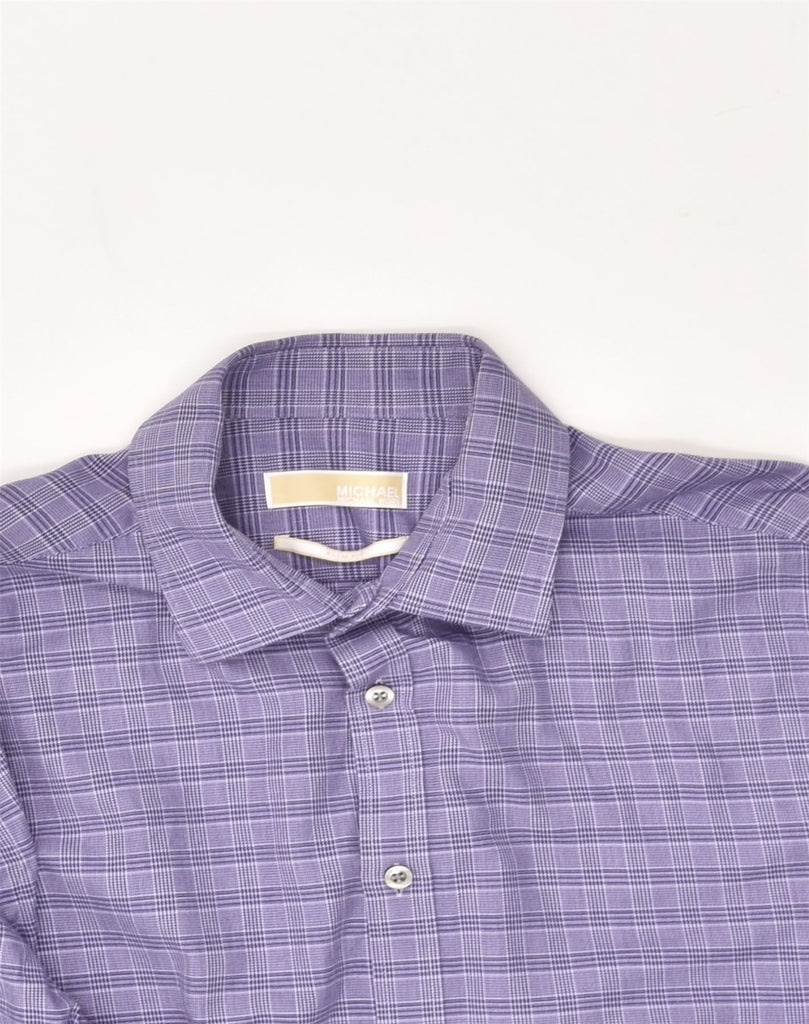 MICHAEL KORS Mens Shirt Size 16 16 1/2 Large Purple Check Cotton | Vintage Michael Kors | Thrift | Second-Hand Michael Kors | Used Clothing | Messina Hembry 