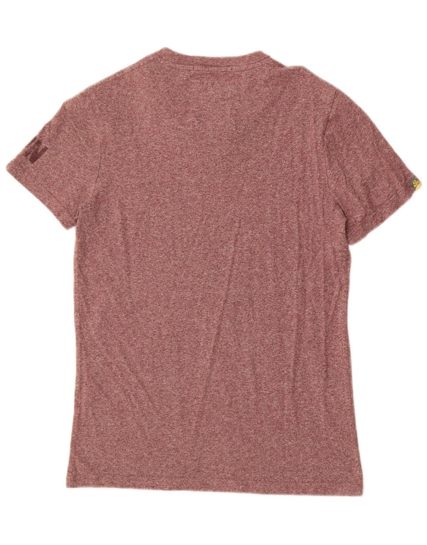 Superdry Mens Yokohama Graphic T-Shirt Top Small Maroon Flecked Cotton