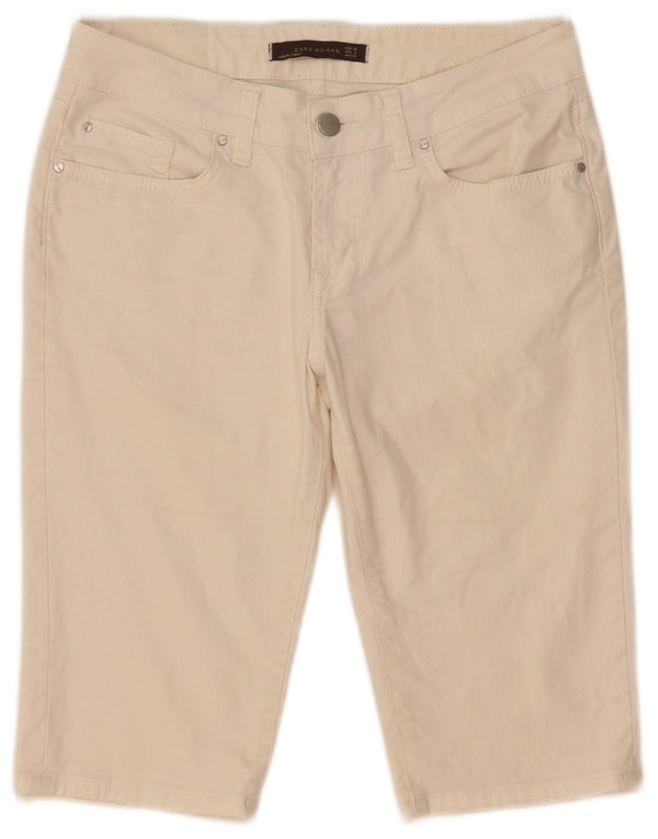 Zara Womens Denim Shorts EU 38 Small W28 Beige Cotton