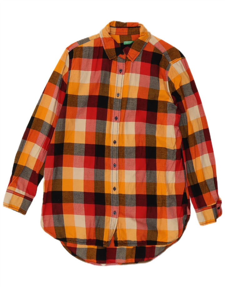 Benetton Womens Oversized Shirt Dress UK 6 XS Multicoloured Check Cotton