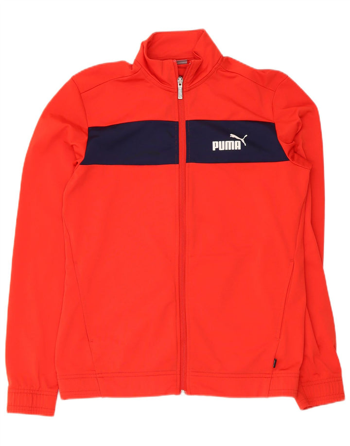 Puma Girls Tracksuit Top Jacket 15-16 Years Red Colourblock Polyester