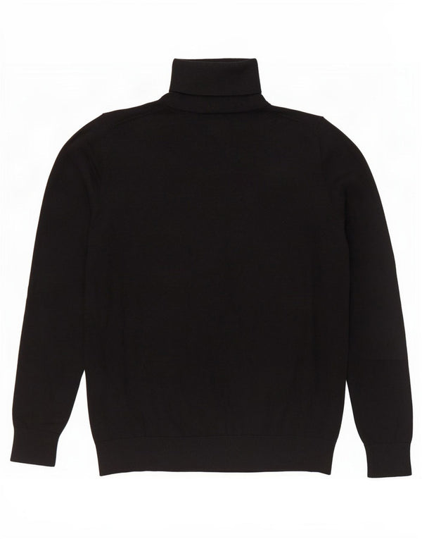 Massimo Dutti Womens Roll Neck Jumper Sweater UK 14 Large Black Silk