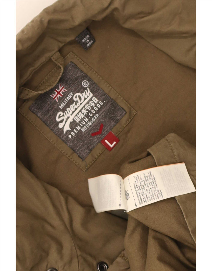 Superdry Mens Military Jacket UK 40 Large Khaki Cotton