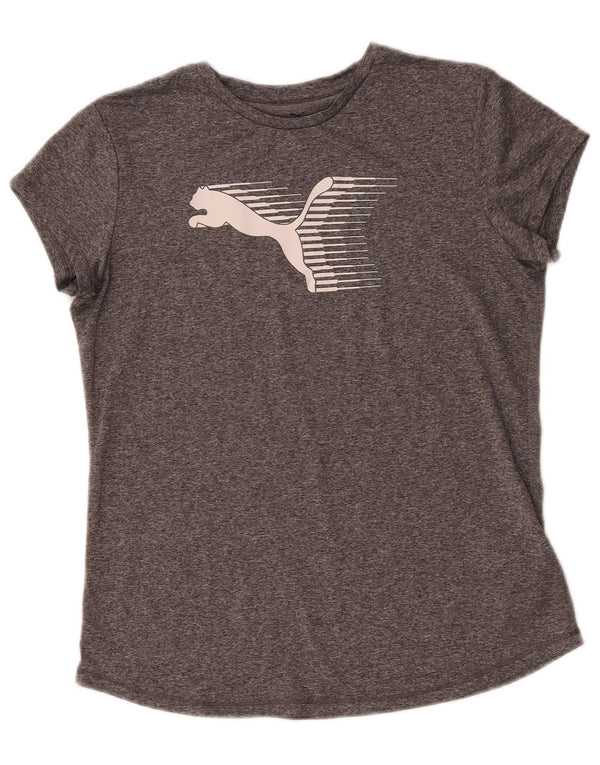 Puma Womens Graphic T-Shirt Top UK 14 Medium Grey Flecked Polyester