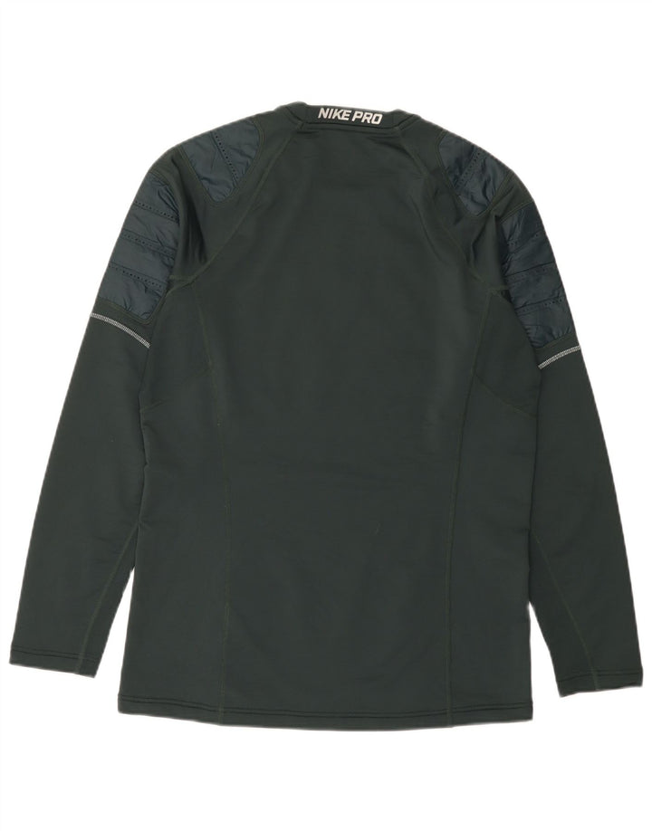 Nike Mens Graphic Top Long Sleeve Medium Green Colourblock Polyester