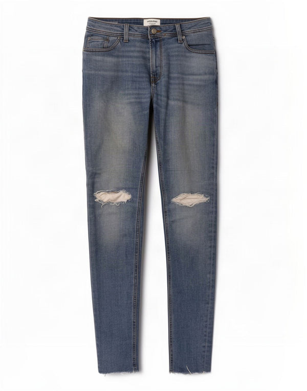 Jack & Jones Mens Distressed Skinny Jeans W30 L32 Blue Cotton