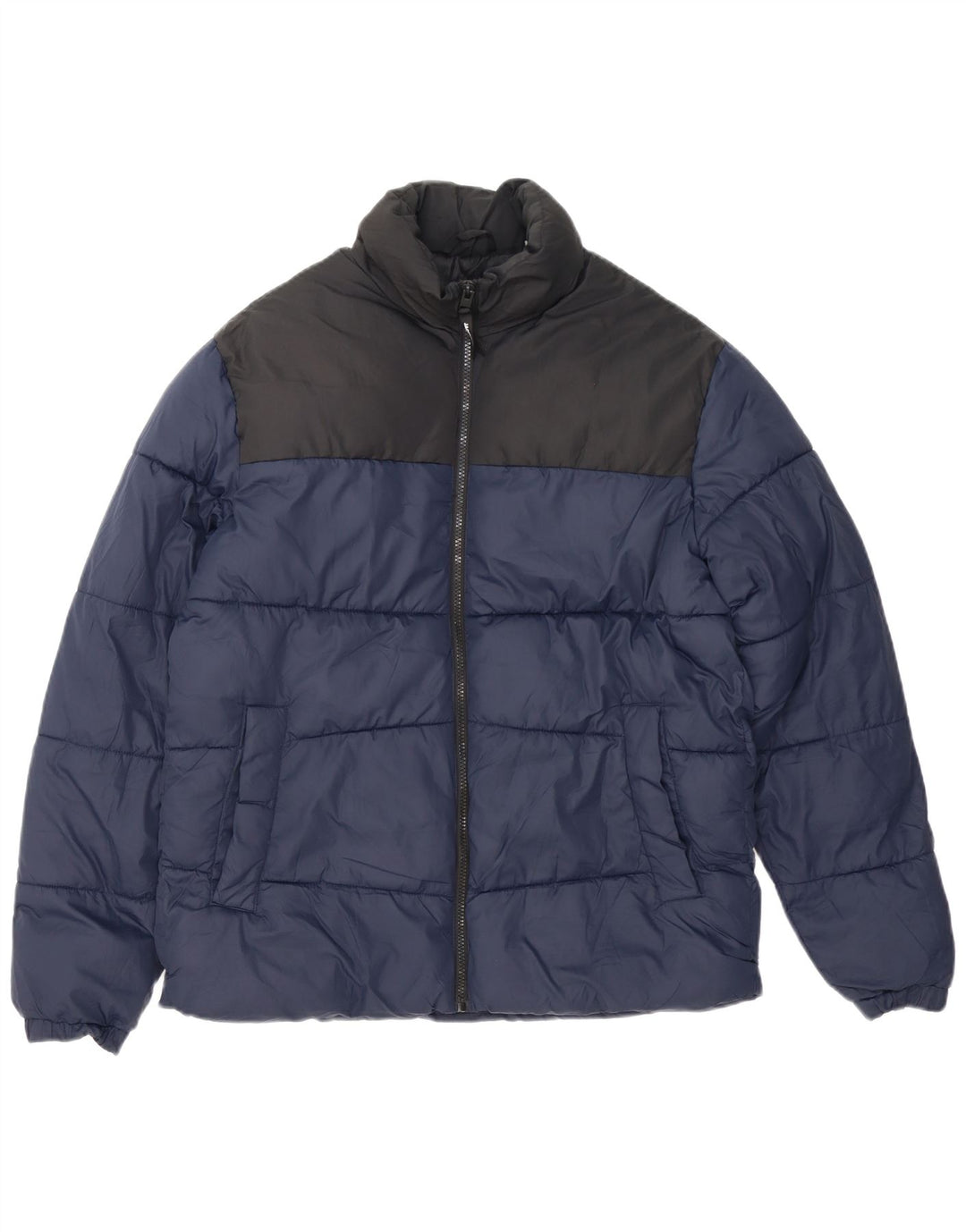 Jack & Jones Mens Padded Jacket UK 38 Medium Navy Blue Colourblock
