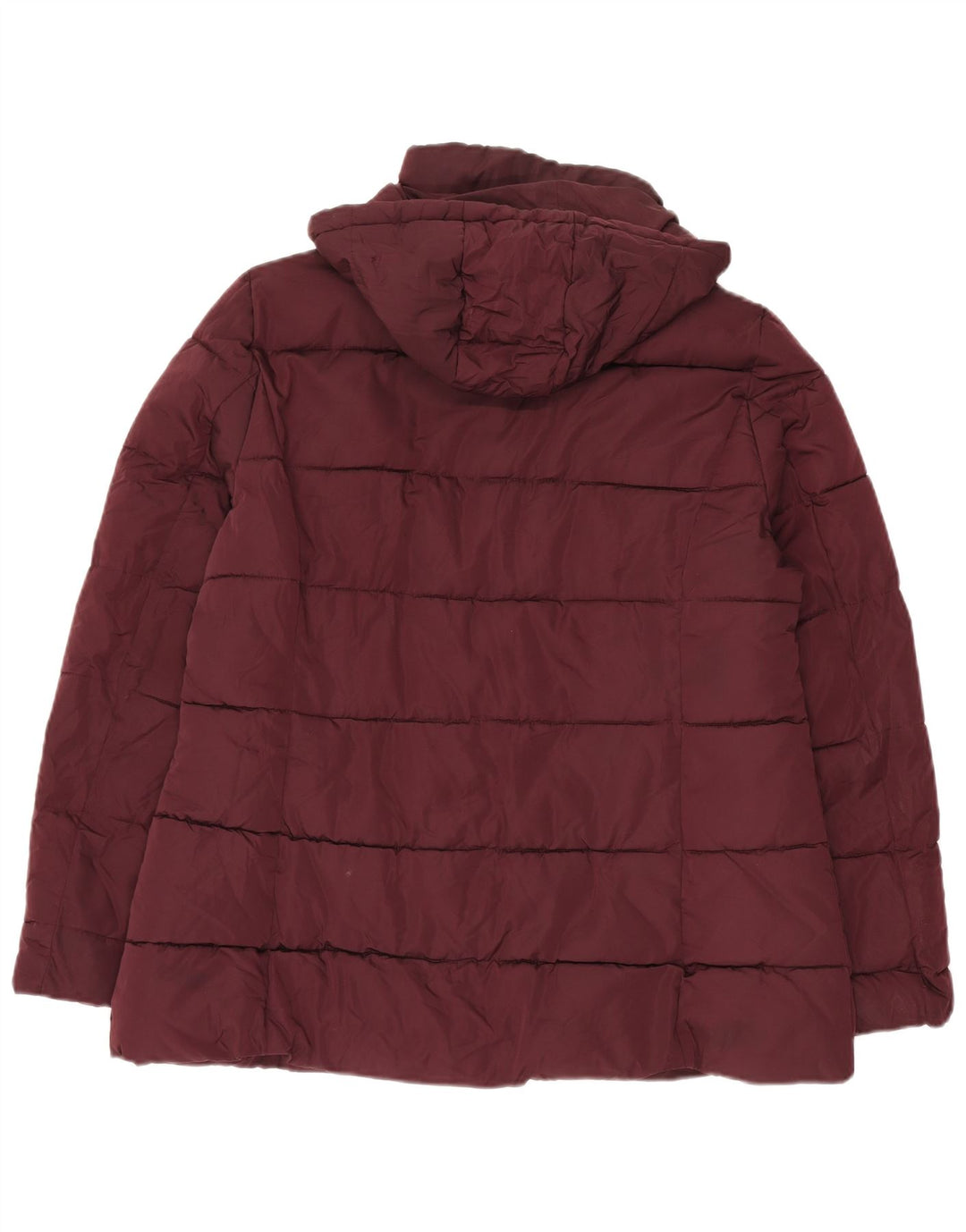 Tommy Hilfiger Womens Hooded Padded Jacket UK 16 Large Burgundy Polyester