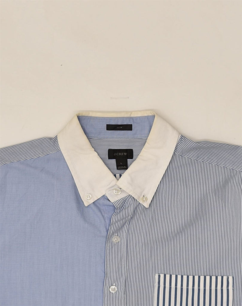 J. CREW Mens Slim Fit Shirt Large Blue Striped Cotton | Vintage J. Crew | Thrift | Second-Hand J. Crew | Used Clothing | Messina Hembry 