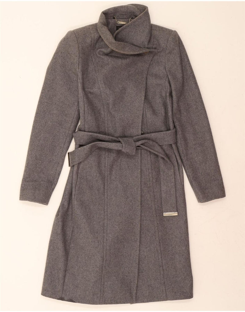 TED BAKER Womens Overcoat Size 1 XS Grey Wool Vintage Ted Baker and Second-Hand Ted Baker from Messina Hembry 