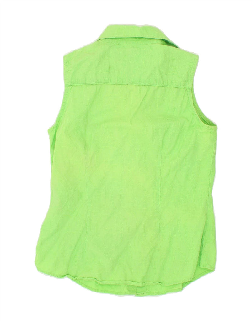 TOMMY HILFIGER Womens Sleeveless Shirt UK 12 Medium Green Paisley Cotton Vintage Tommy Hilfiger and Second-Hand Tommy Hilfiger from Messina Hembry 