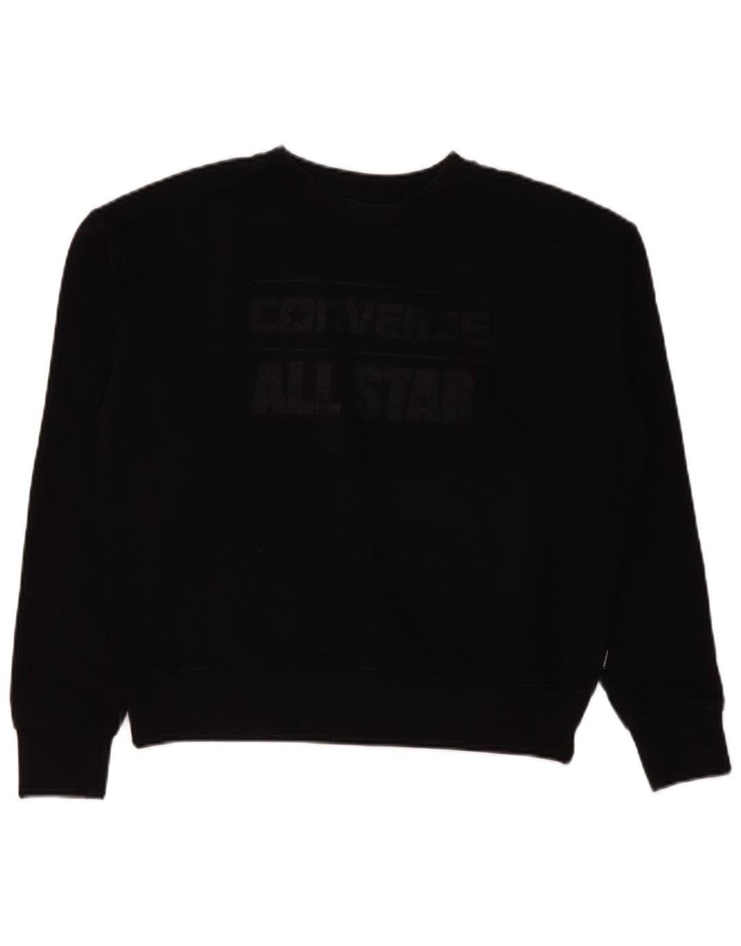 Converse Womens Oversized Crop Graphic Sweatshirt Jumper UK 10 Small Black