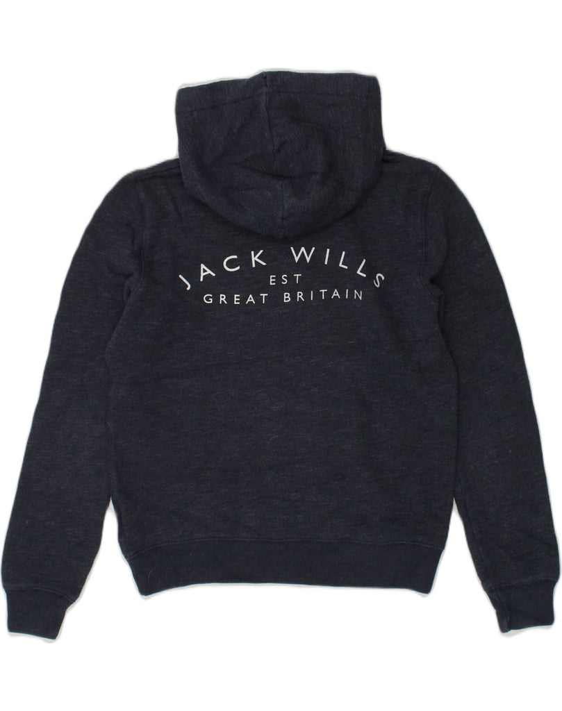 JACK WILLS Womens Graphic Hoodie Jumper UK 10 Small  Navy Blue Cotton | Vintage Jack Wills | Thrift | Second-Hand Jack Wills | Used Clothing | Messina Hembry 