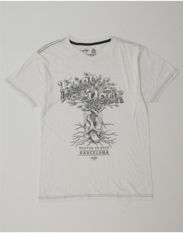 Hard Rock Cafe Mens Barcelona Graphic T-Shirt Top Small White Polyester