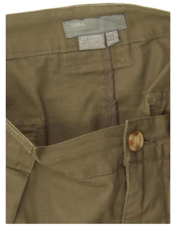 Zara Mens Cargo Shorts EU 42 Large W32  Khaki Cotton