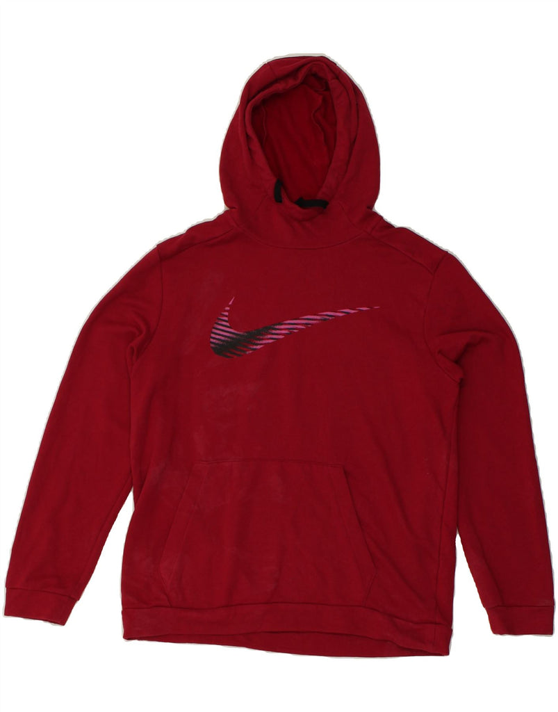 NIKE Mens Dri Fit Graphic Hoodie Jumper Medium Red Polyester | Vintage Nike | Thrift | Second-Hand Nike | Used Clothing | Messina Hembry 