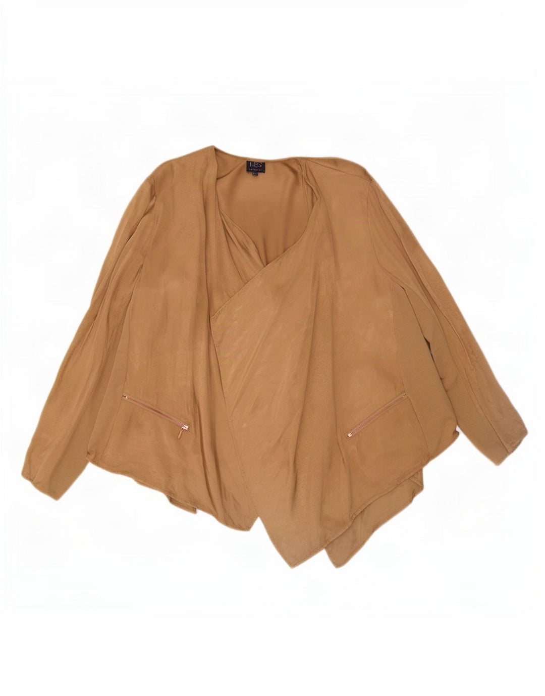 Marks & Spencer Womens Asymmetric Cardigan Top UK 24 4XL Beige Polyester