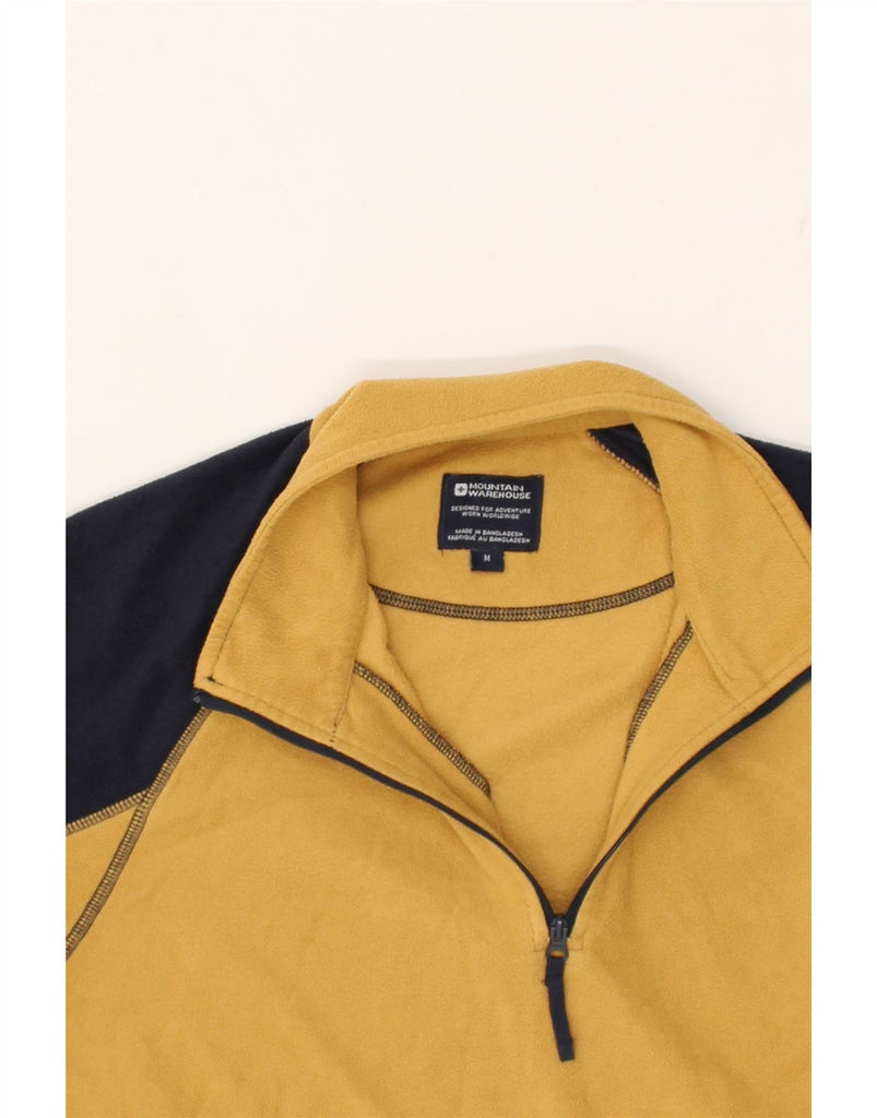 MOUNTAIN WAREHOUSE Mens Zip Neck Fleece Jumper Medium Yellow Colourblock | Vintage Mountain Warehouse | Thrift | Second-Hand Mountain Warehouse | Used Clothing | Messina Hembry 