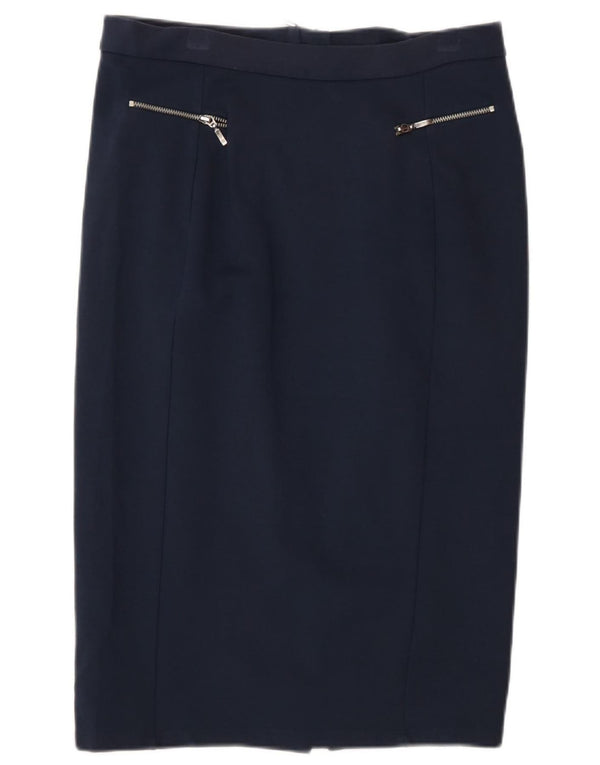 Marks & Spencer Womens Midi Skirt UK 12 Medium W30  Navy Blue Polyamide