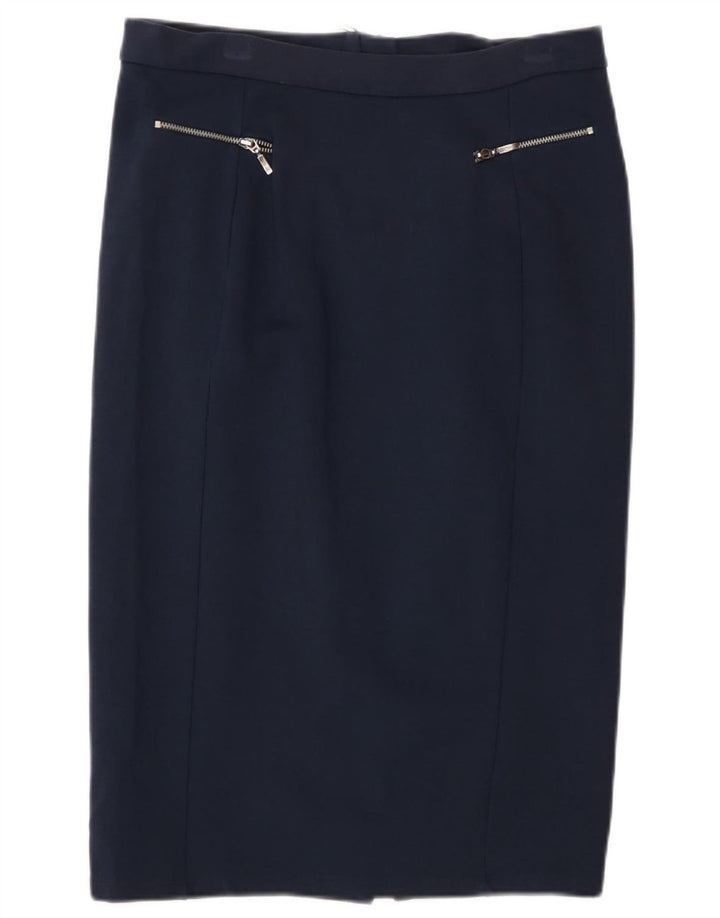 Marks & Spencer Womens Midi Skirt UK 12 Medium W30  Navy Blue Polyamide