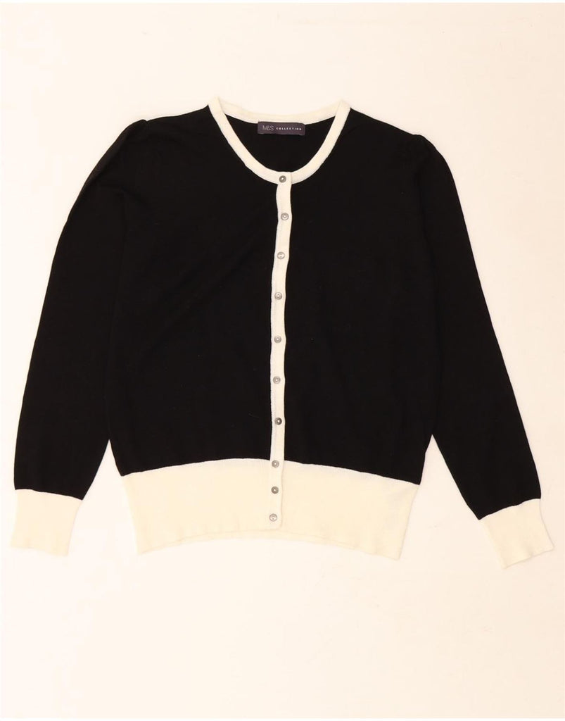 MARKS & SPENCER Womens Cardigan Sweater UK 12 Medium Black Colourblock Vintage Marks & Spencer and Second-Hand Marks & Spencer from Messina Hembry 