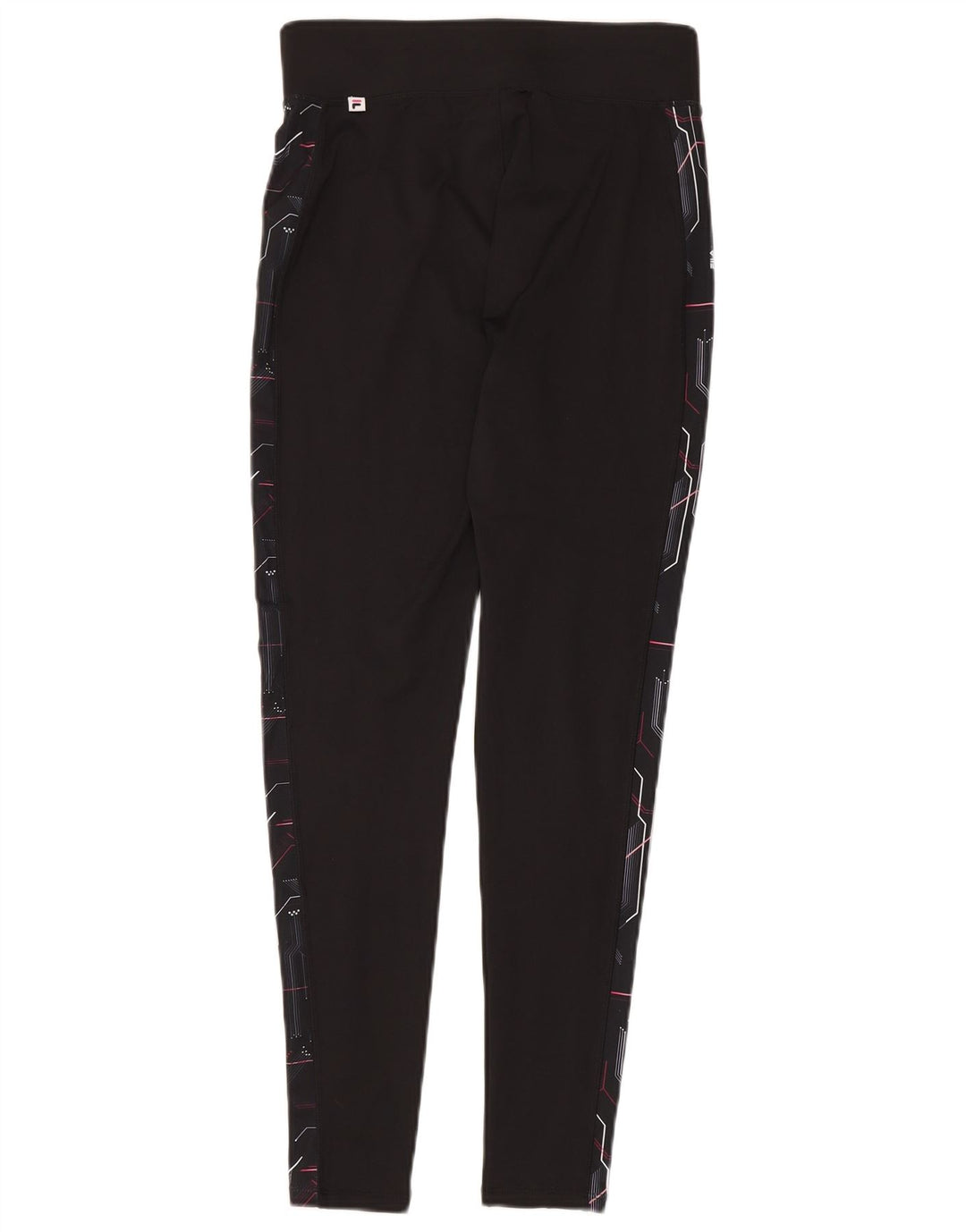 Fila Womens Graphic Leggings UK 12 Medium Black Geometric Polyester