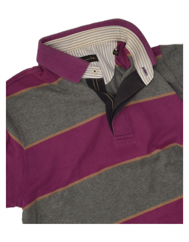 MASSIMO DUTTI Mens Polo Shirt Medium Purple Striped Cotton | Vintage Massimo Dutti | Thrift | Second-Hand Massimo Dutti | Used Clothing | Messina Hembry 