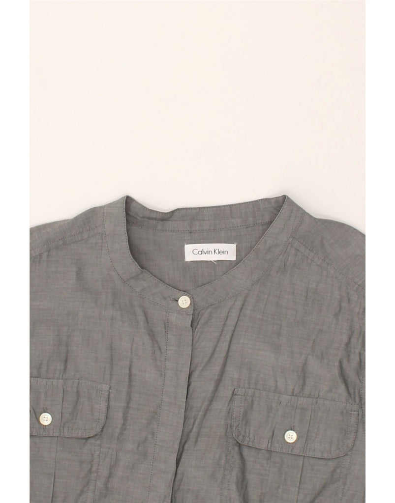 CALVIN KLEIN Womens Shirt UK 16 Large Grey Cotton | Vintage Calvin Klein | Thrift | Second-Hand Calvin Klein | Used Clothing | Messina Hembry 